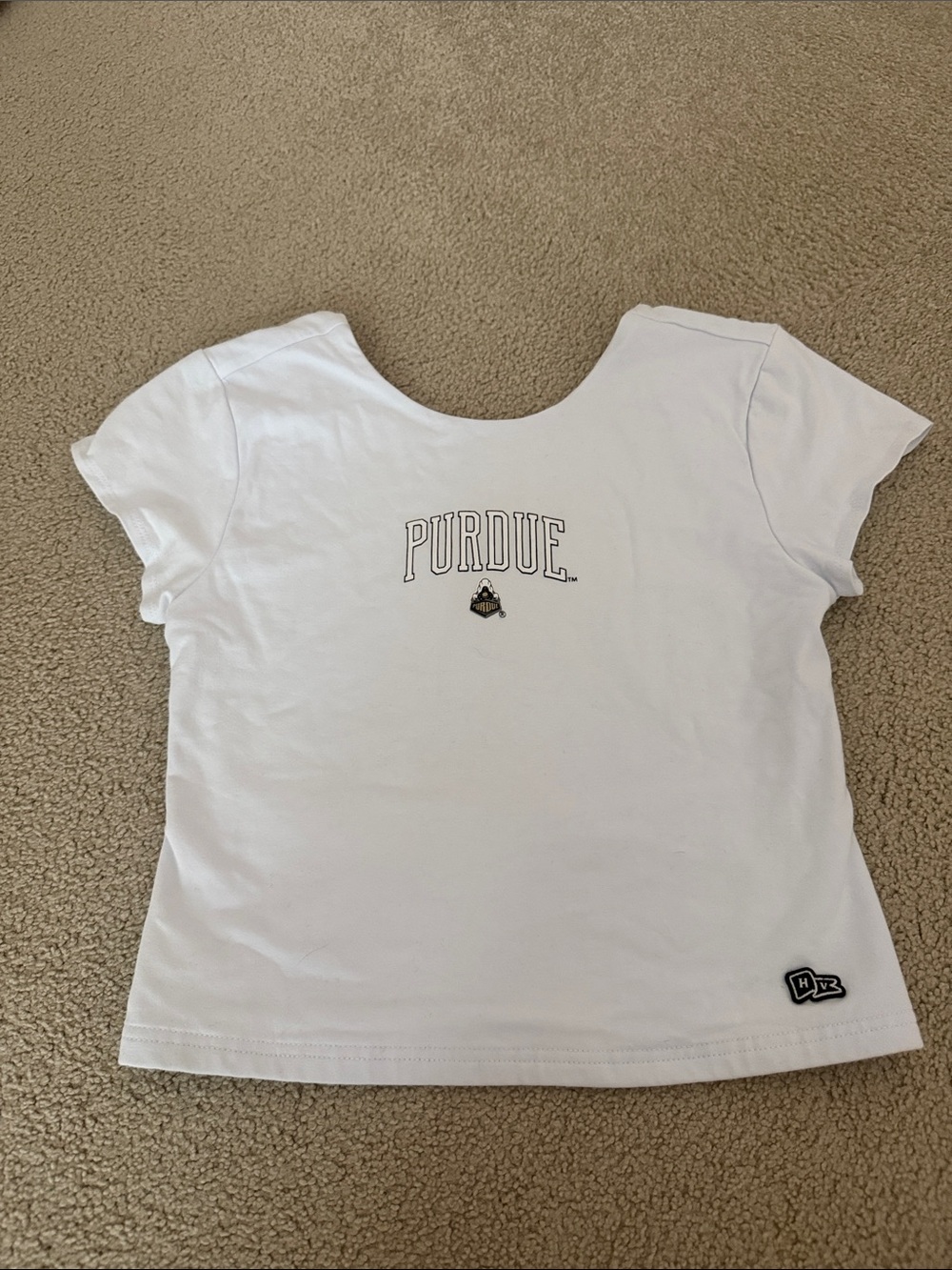 White Purdue backless tee Hype and Vice